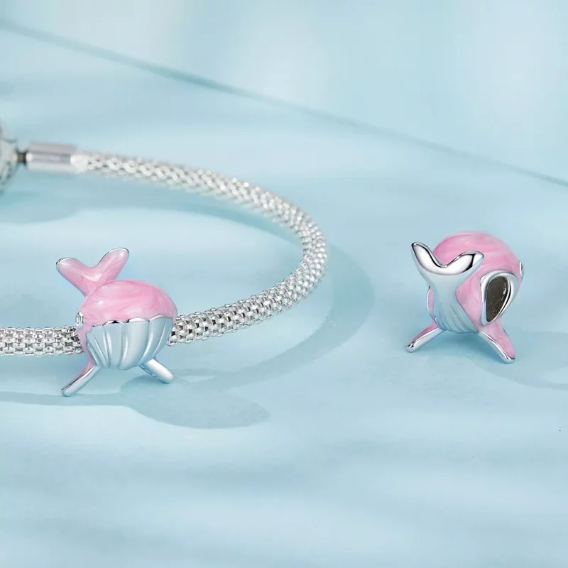 (imagen para) Charm de ballena rosa estilo PANDORA - SCC2707 - Ver 4