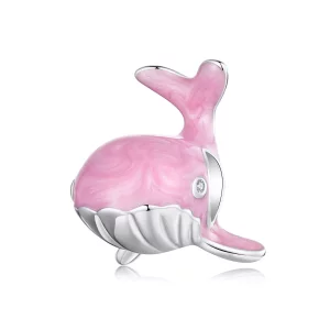 Charm de ballena rosa estilo PANDORA - SCC2707 (imagen para) Charm de ballena rosa estilo PANDORA - SCC2707