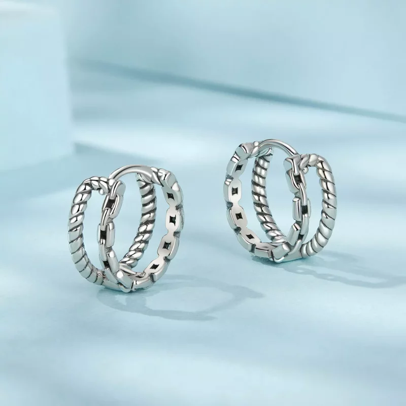 (imagen para) Charm de hebilla de oreja de doble capa estilo PANDORA - SCE1702 - Ver 3