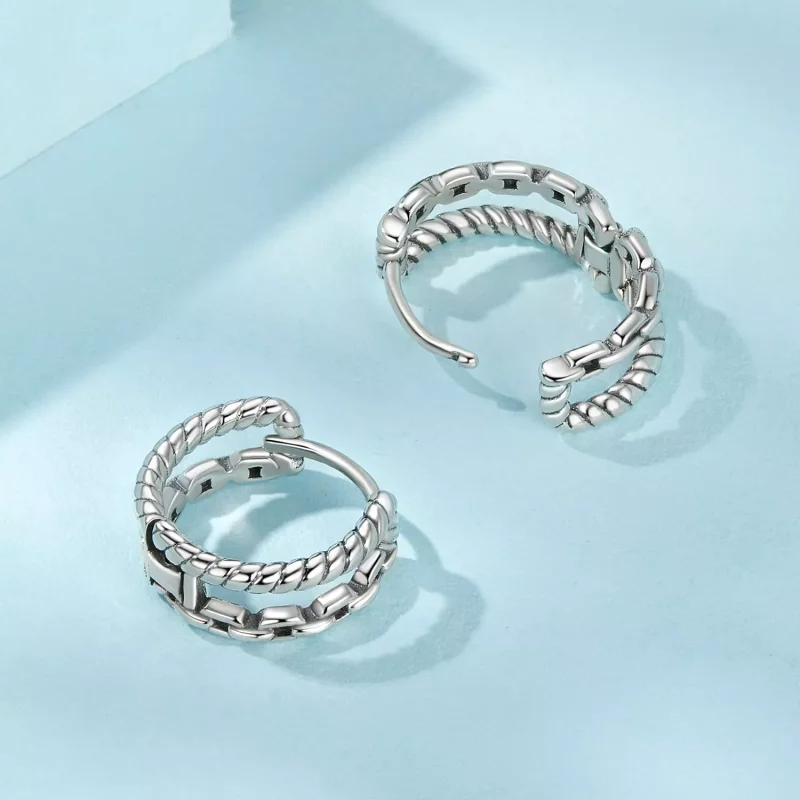 (imagen para) Charm de hebilla de oreja de doble capa estilo PANDORA - SCE1702 - Ver 4
