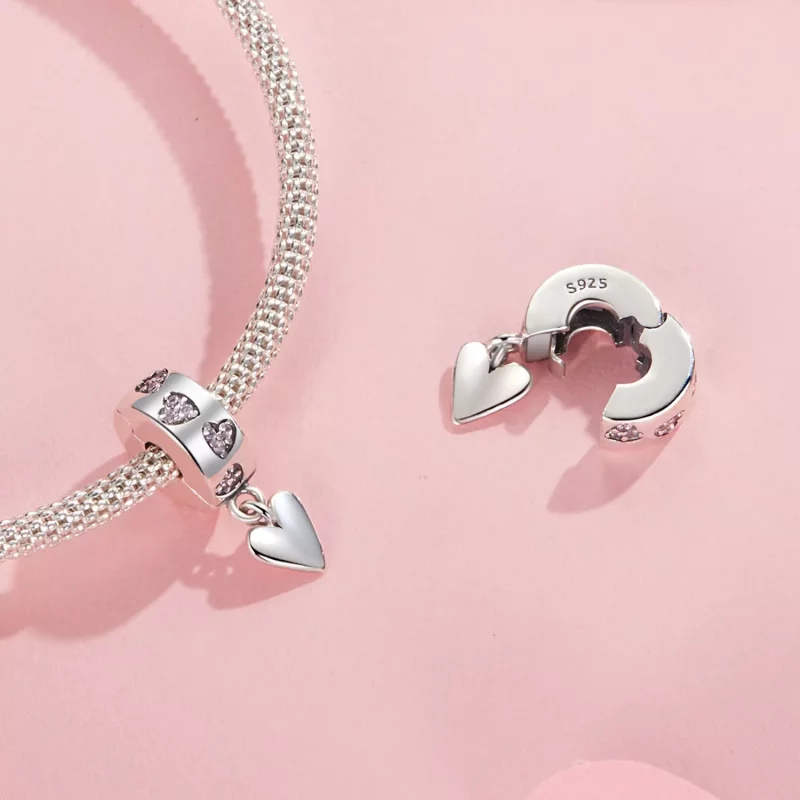 (imagen para) Charm de hebilla de silicona con forma de corazón inteligente estilo PANDORA - S - Ver 4