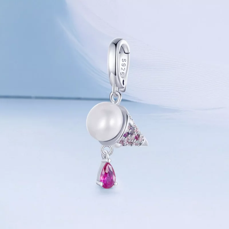 (imagen para) Charm de helado con perla natural estilo PANDORA - BSC962 - Ver 2