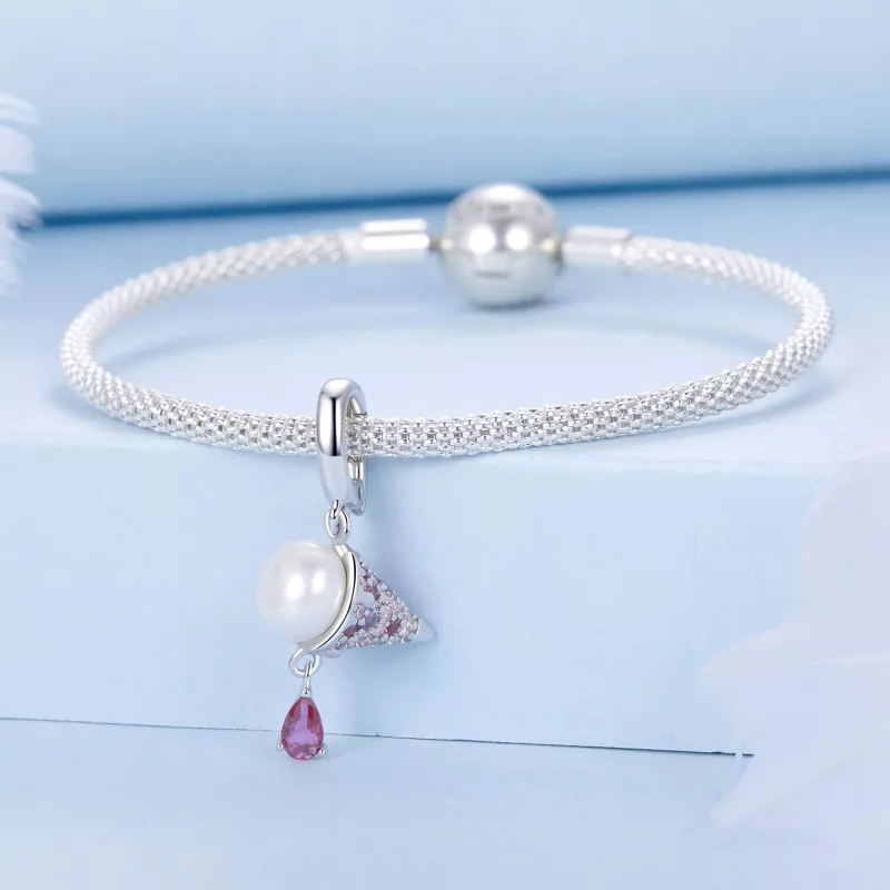 (imagen para) Charm de helado con perla natural estilo PANDORA - BSC962 - Ver 3