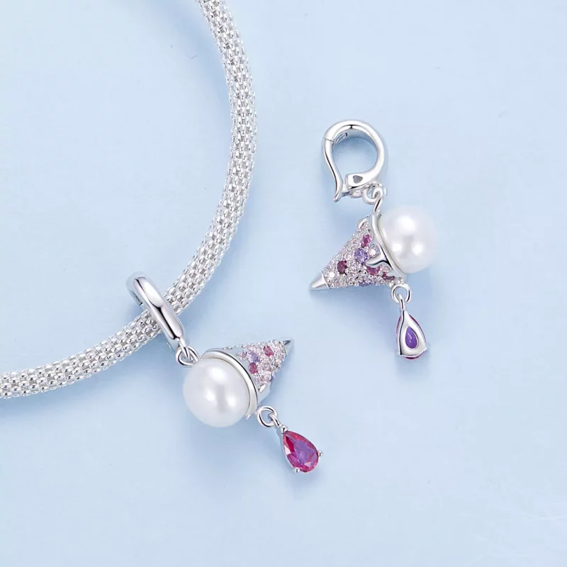 (imagen para) Charm de helado con perla natural estilo PANDORA - BSC962 - Ver 4