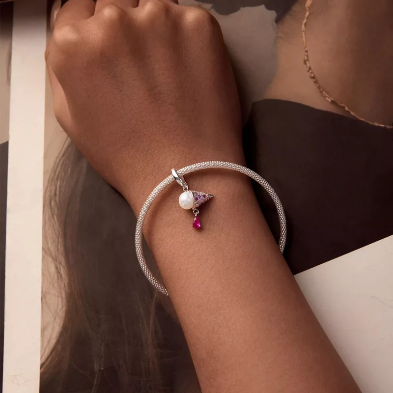 (imagen para) Charm de helado con perla natural estilo PANDORA - BSC962 - Ver 5