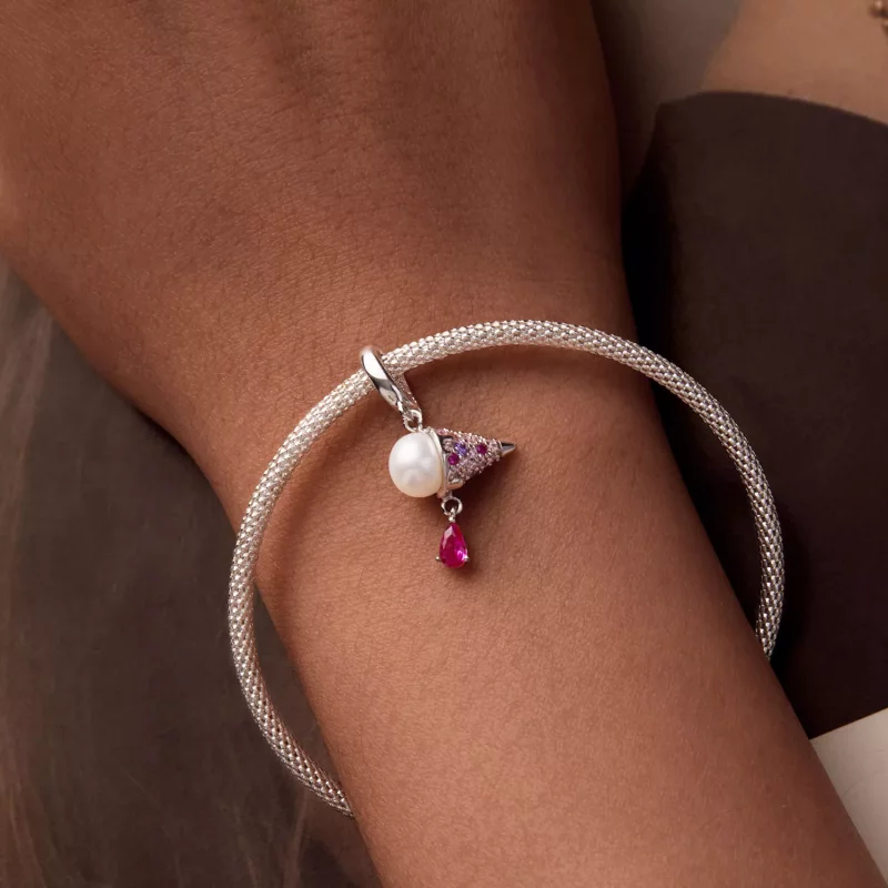 (imagen para) Charm de helado con perla natural estilo PANDORA - BSC962 - Ver 6