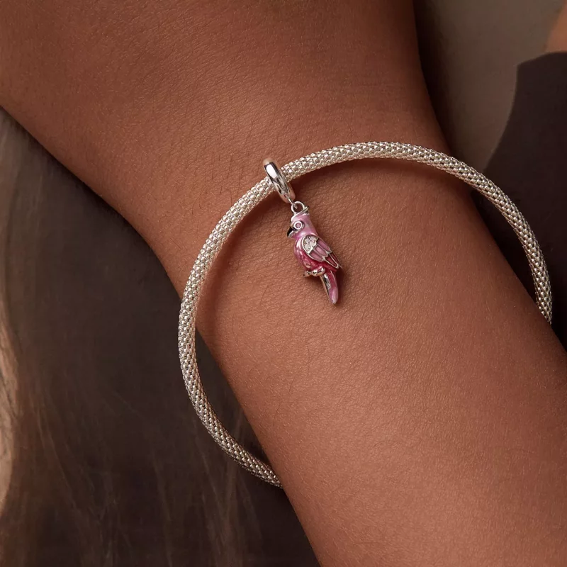 (imagen para) Charm de loro rosa estilo PANDORA - BSC971 - Ver 6