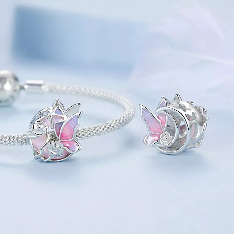 (imagen para) Charm de mariposa con luz de luna de neón estilo PANDORA - BSC968 - Ver 4