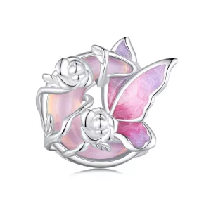 Charm de mariposa con luz de luna de neón estilo PANDORA - BSC968 (imagen para) Charm de mariposa con luz de luna de neón estilo PANDORA - BSC968