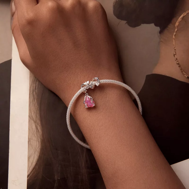 (imagen para) Charm de rosa marchita estilo PANDORA - SCC2697 - Ver 5