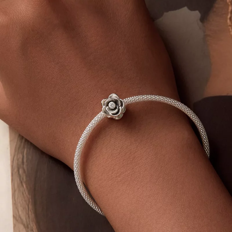 (imagen para) Charm tridimensional con forma de rosa estilo PANDORA - SCC2705 - Ver 7