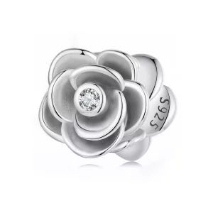 Charm tridimensional con forma de rosa estilo PANDORA - SCC2705 (imagen para) Charm tridimensional con forma de rosa estilo PANDORA - SCC2705