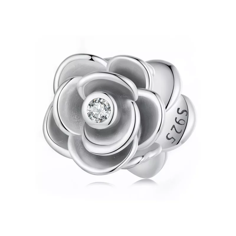 (imagen para) Charm tridimensional con forma de rosa estilo PANDORA - SCC2705