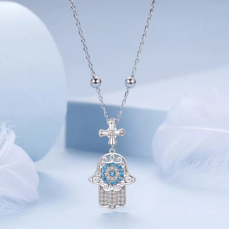 (imagen para) Collar de la mano de Fátima estilo PANDORA - BSN369 - Ver 3