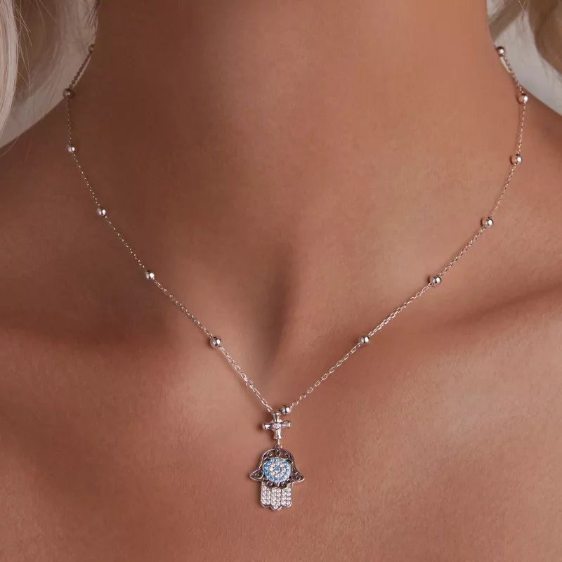 (imagen para) Collar de la mano de Fátima estilo PANDORA - BSN369 - Ver 6