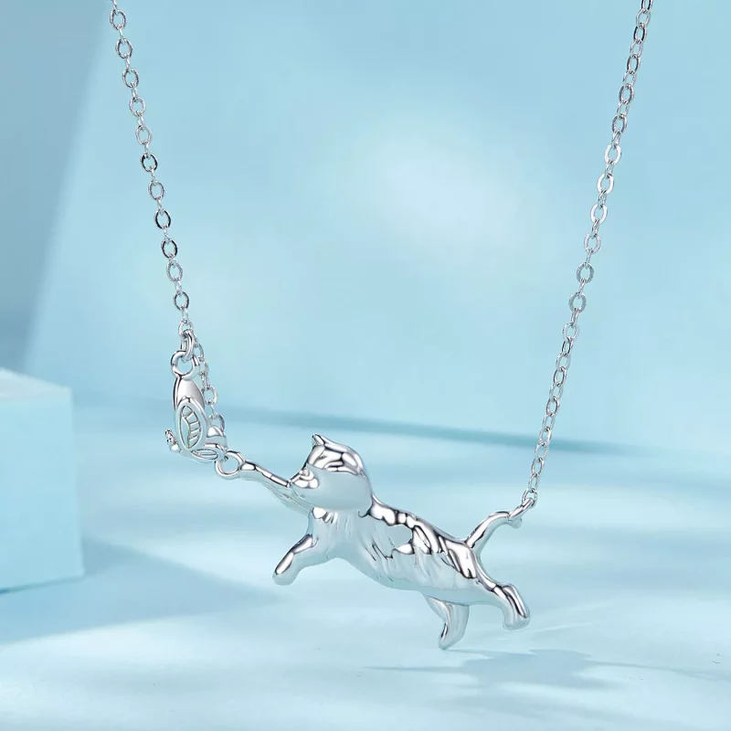 (imagen para) Collar estilo PANDORA con gato y mariposa - SCN514 - Ver 3