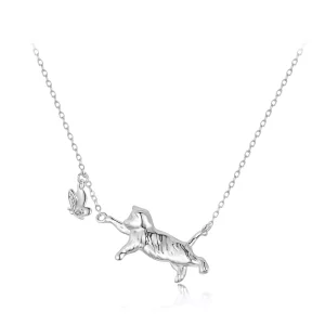 (imagen para) Collar estilo PANDORA con gato y mariposa - SCN514