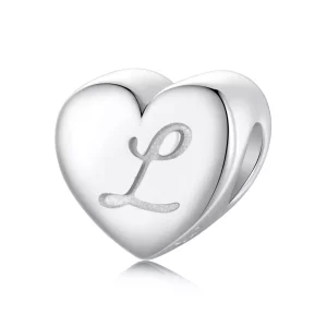 Letra L en forma de corazón estilo PANDORA - SCP065-L (imagen para) Letra L en forma de corazón estilo PANDORA - SCP065-L