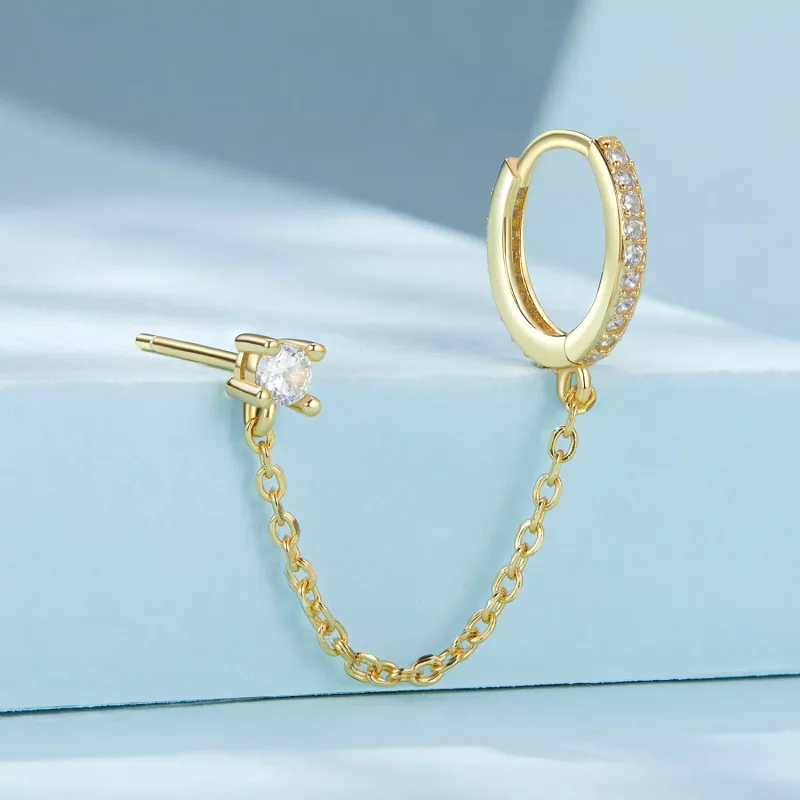 (imagen para) Pendientes chapados en oro estilo PANDORA - SCE1678-B - Ver 2