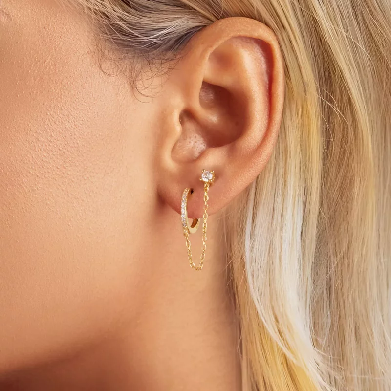 (imagen para) Pendientes chapados en oro estilo PANDORA - SCE1678-B - Ver 5