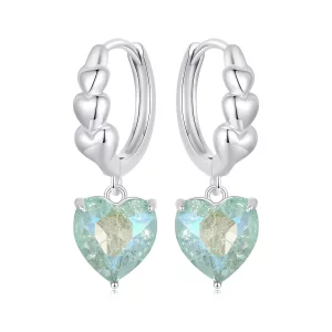 (imagen para) Pendientes con forma de corazón de circonitas azules y verdes estilo PANDORA - SCE1706