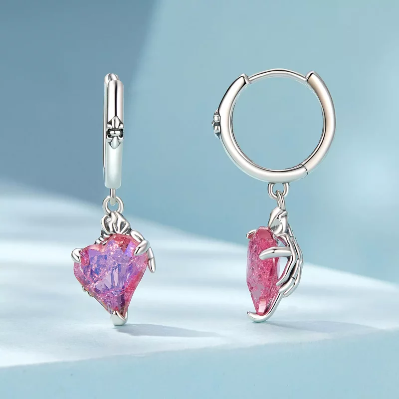 (imagen para) Pendientes con forma de corazón y mano de esqueleto estilo PANDORA - SCE1705 - Ver 2