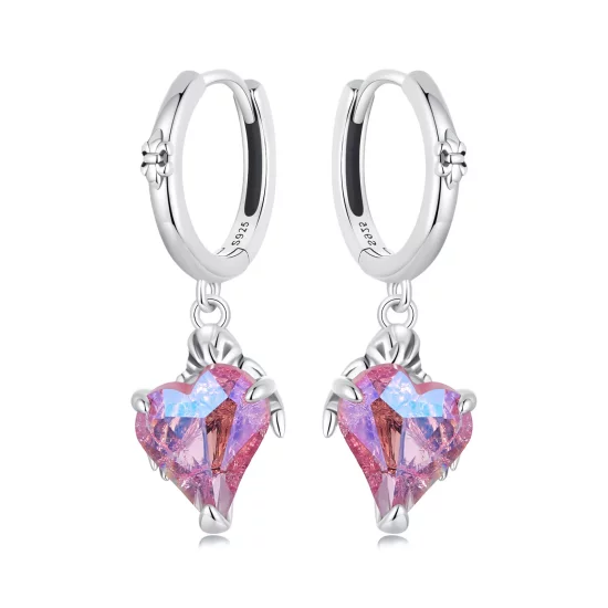 (imagen para) Pendientes con forma de corazón y mano de esqueleto estilo PANDORA - SCE1705