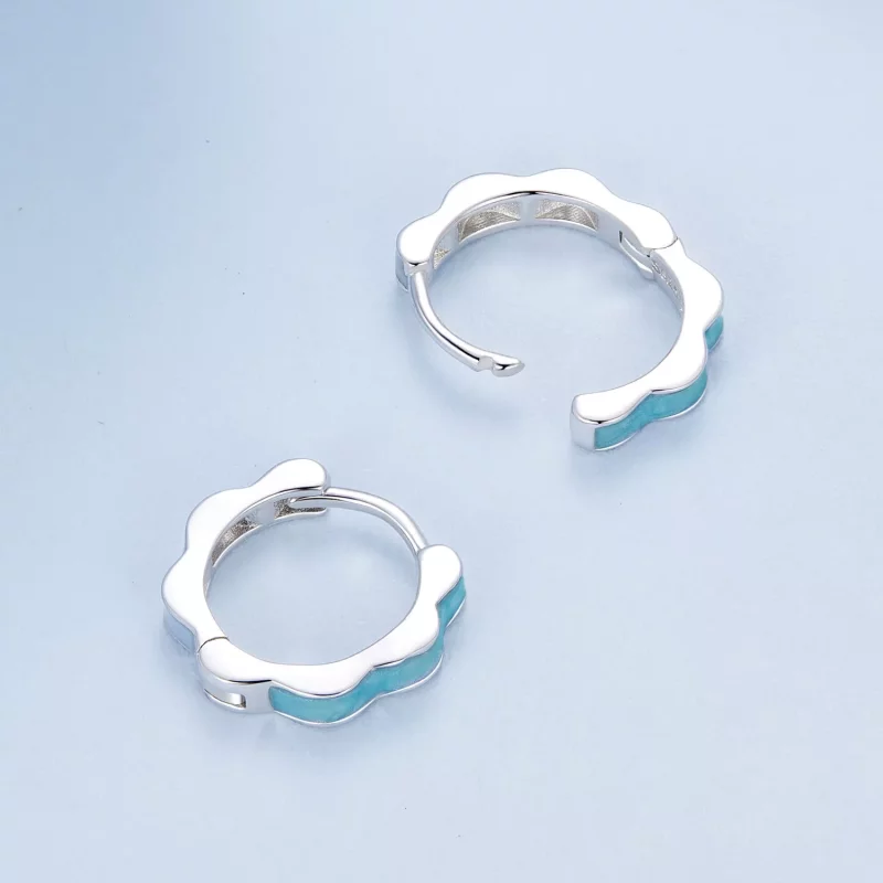 (imagen para) Pendientes con forma de flor azul estilo PANDORA - BSE955 - Ver 4