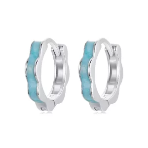 (imagen para) Pendientes con forma de flor azul estilo PANDORA - BSE955