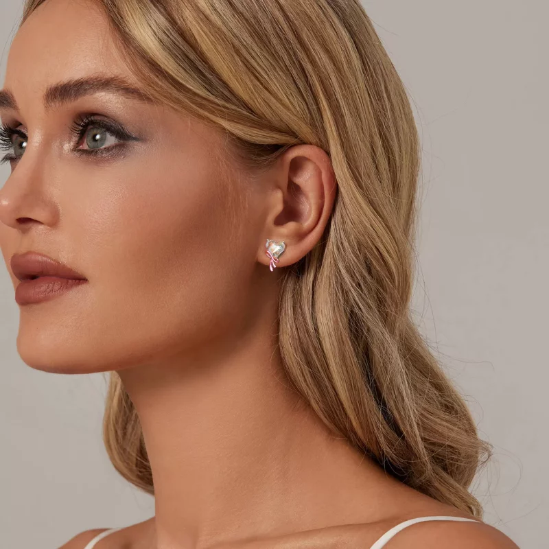 (imagen para) Pendientes con lazo de amor estilo PANDORA - SCE1696 - Ver 6