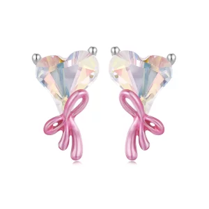 Pendientes con lazo de amor estilo PANDORA - SCE1696 (imagen para) Pendientes con lazo de amor estilo PANDORA - SCE1696