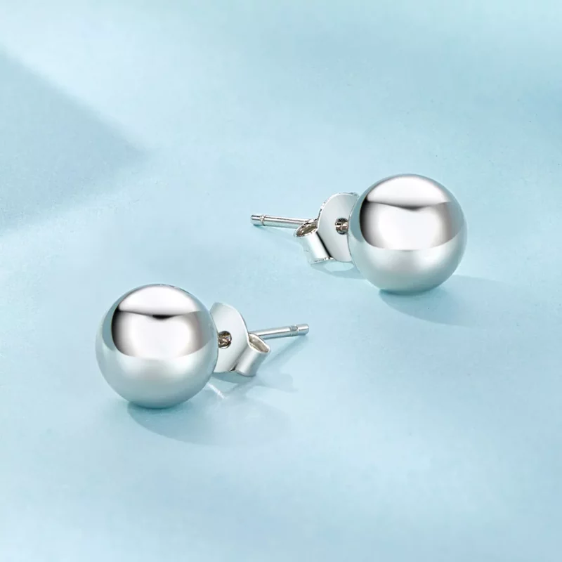 (imagen para) Pendientes de botón con bola mediana estilo PANDORA - SCE1725-M - Ver 3