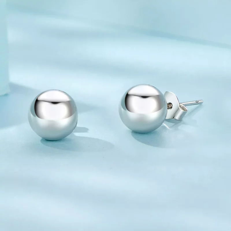 (imagen para) Pendientes de botón con bola mediana estilo PANDORA - SCE1725-M - Ver 4