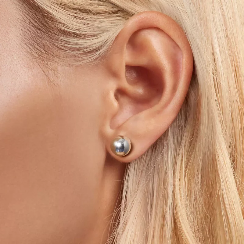 (imagen para) Pendientes de botón con bola mediana estilo PANDORA - SCE1725-M - Ver 5