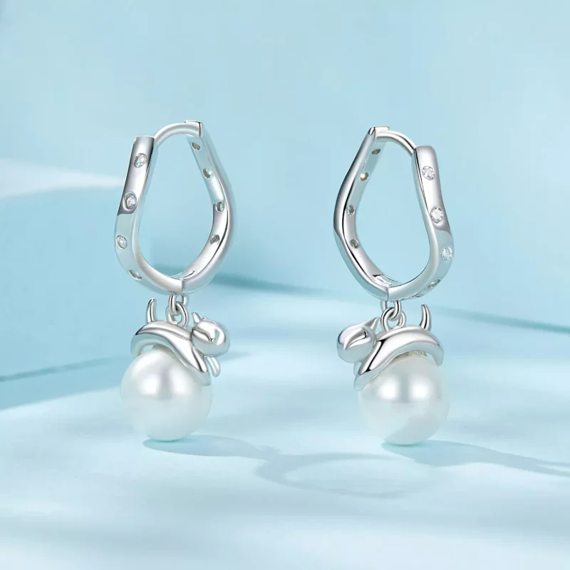 (imagen para) Pendientes de concha de gato estilo PANDORA - SCE1692 - Ver 3