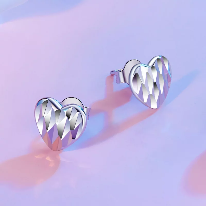 (imagen para) Pendientes de flores en forma de corazón estilo PANDORA - SCE1703 - Ver 3