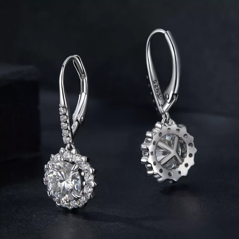 (imagen para) Pendientes de moissanita brillante de 1 ct estilo PANDORA (dos certificados) - M - Ver 2