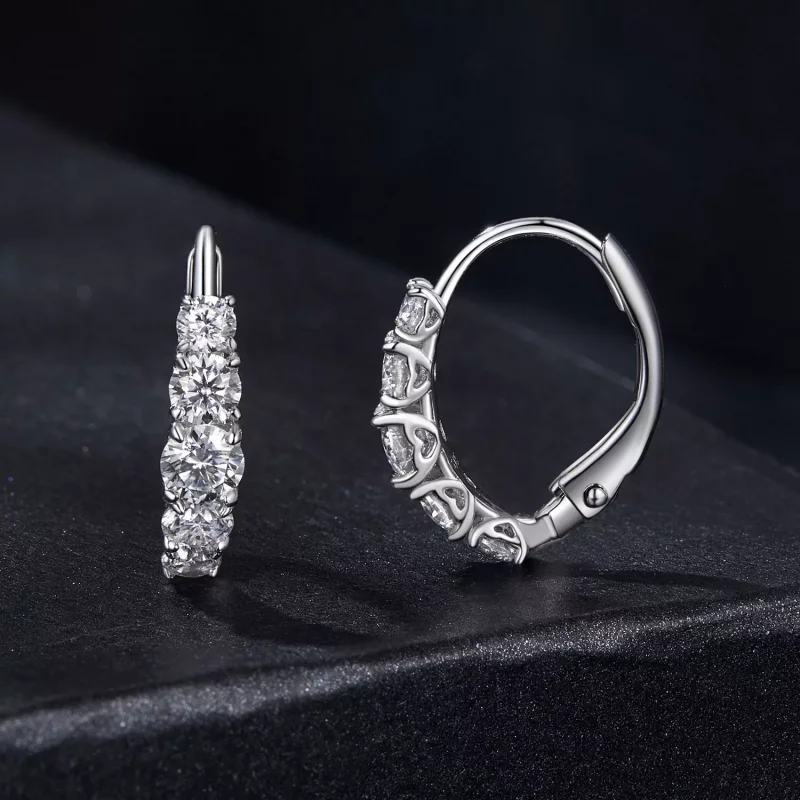(imagen para) Pendientes de moissanita brillante estilo PANDORA (dos certificados) - MSE045 - Ver 2