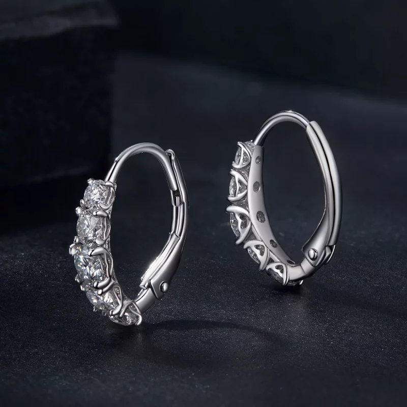 (imagen para) Pendientes de moissanita brillante estilo PANDORA (dos certificados) - MSE045 - Ver 3