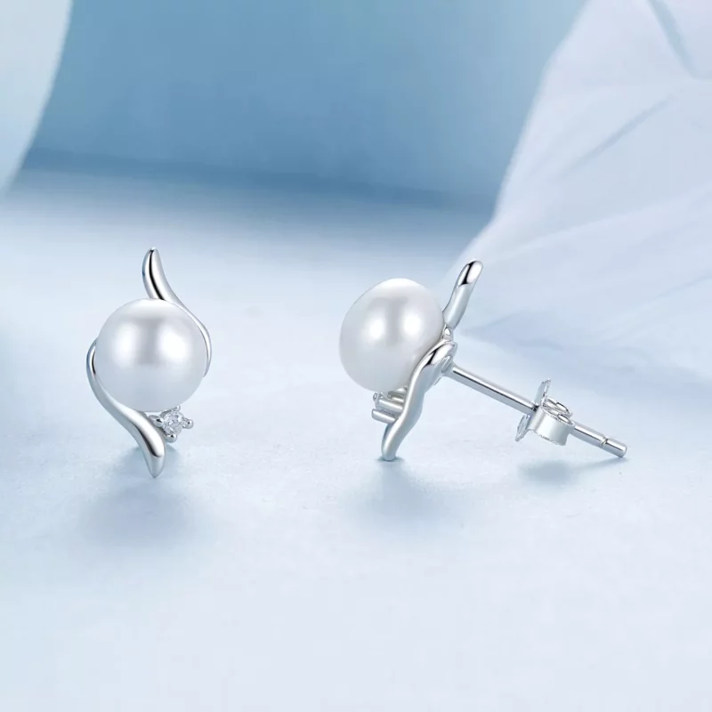 (imagen para) Pendientes de perlas naturales estilo PANDORA - BSE961 - Ver 4