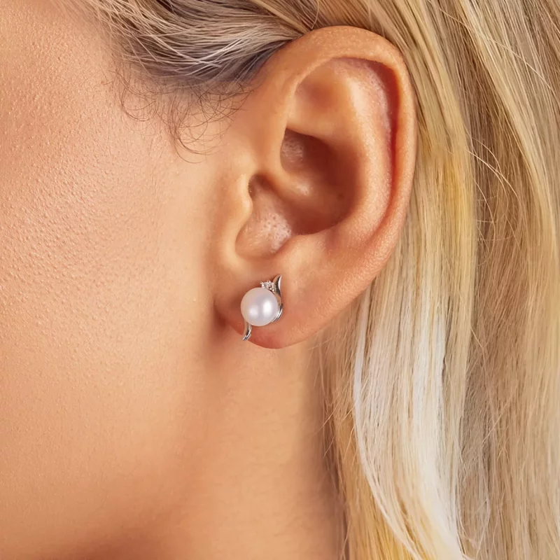 (imagen para) Pendientes de perlas naturales estilo PANDORA - BSE961 - Ver 5