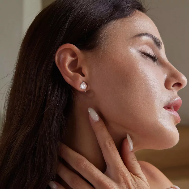 (imagen para) Pendientes de perlas naturales estilo PANDORA - BSE961 - Ver 7