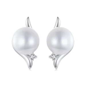 Pendientes de perlas naturales estilo PANDORA - BSE961 (imagen para) Pendientes de perlas naturales estilo PANDORA - BSE961