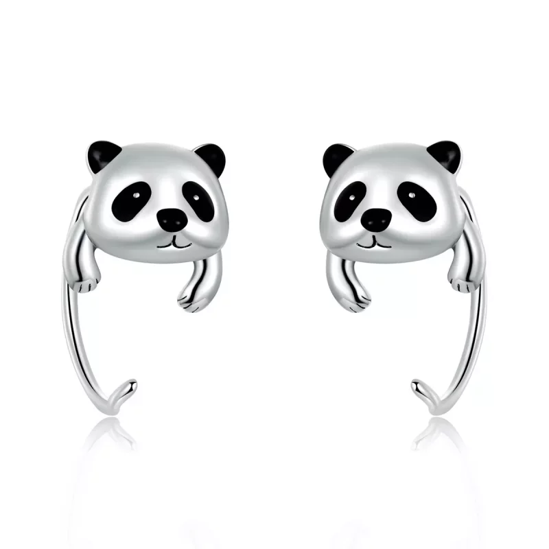 (imagen para) Pendientes estilo PANDORA con forma de mini panda - BSE568
