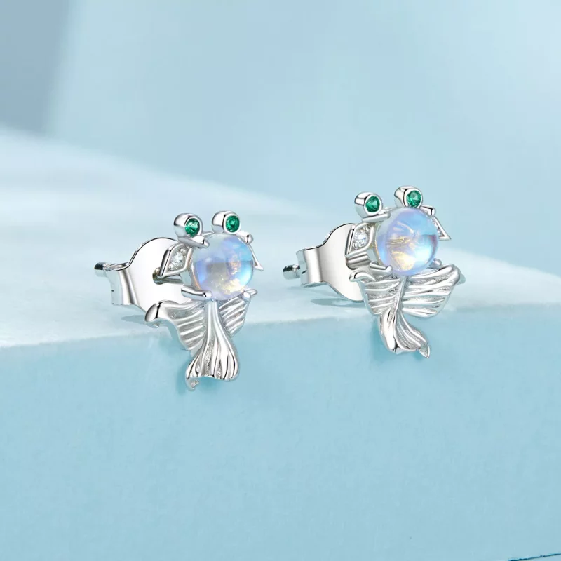 (imagen para) Pendientes estilo PANDORA con forma de pez y luz de luna - SCE1693 - Ver 2