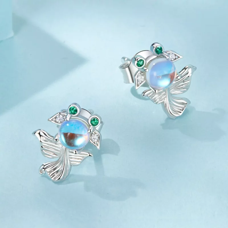 (imagen para) Pendientes estilo PANDORA con forma de pez y luz de luna - SCE1693 - Ver 3