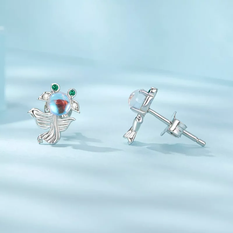 (imagen para) Pendientes estilo PANDORA con forma de pez y luz de luna - SCE1693 - Ver 4
