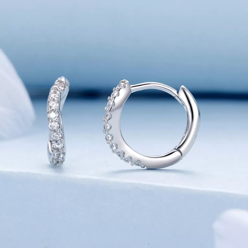 (imagen para) Pendientes ondulados estilo PANDORA - BSE959 - Ver 2