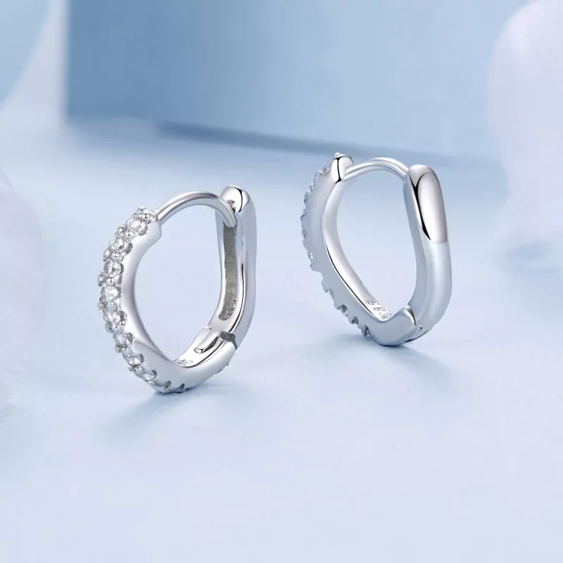 (imagen para) Pendientes ondulados estilo PANDORA - BSE959 - Ver 3