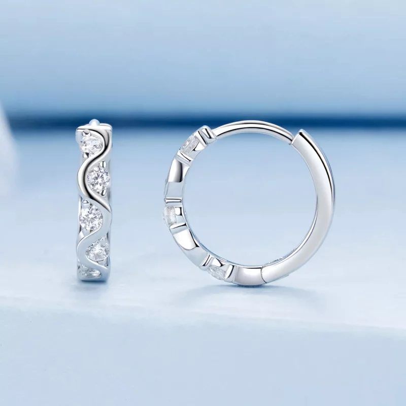 (imagen para) Pendientes ondulados estilo PANDORA - BSE963 - Ver 2